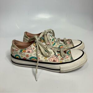 Converse all star Rainbow‎ castles low top sneakers white pink girls size 12